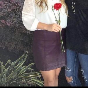 Purple leather free people skirt size 0